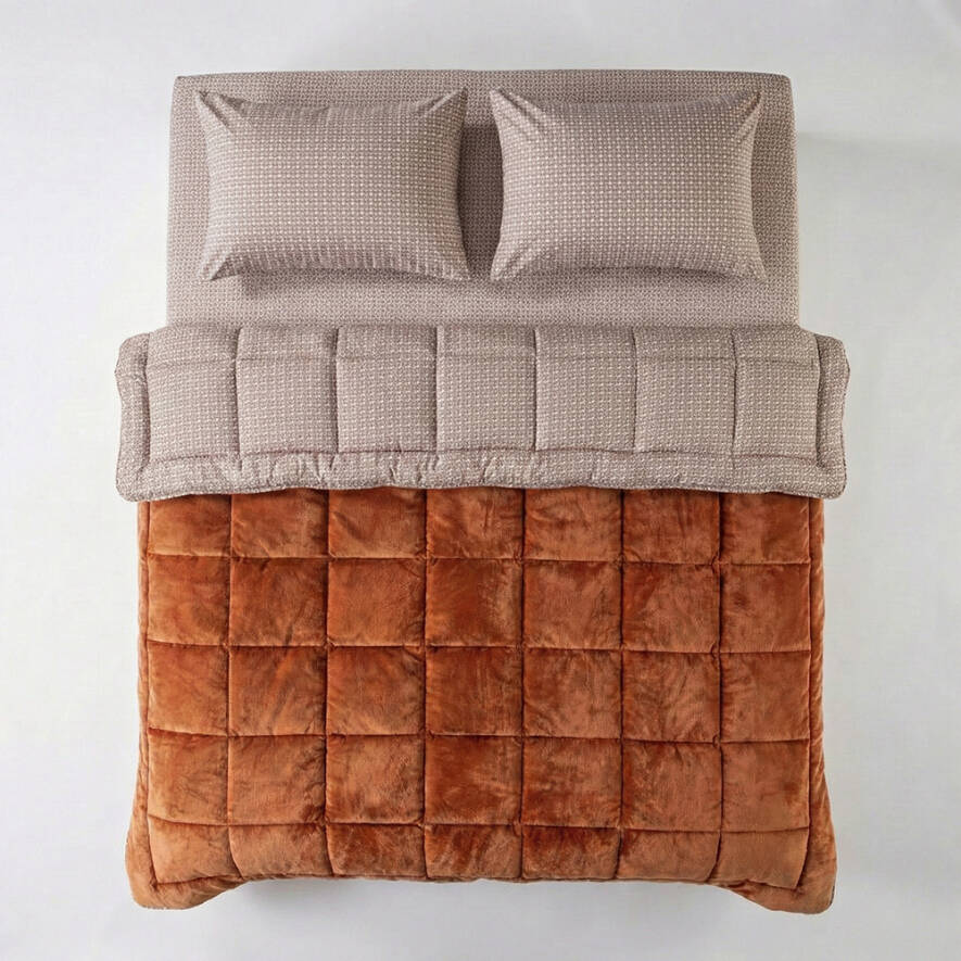 Çift Kişilik Çift Taraflı Welsoft Comforter Yorgan Seti Turuncu 195x215 cm - Dormio Soft Trigo Serisi - 2