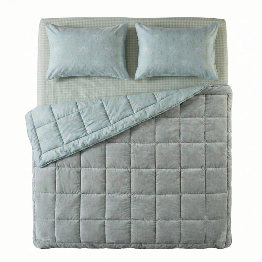 Çift Kişilik Çift Taraflı Welsoft Comforter Yorgan Seti Yeşil 195x215 cm - Dormio Soft Bloom Serisi - 4