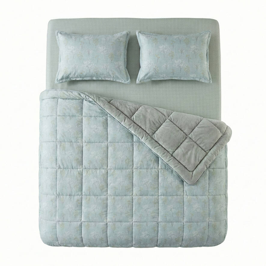 Çift Kişilik Çift Taraflı Welsoft Comforter Yorgan Seti Yeşil 195x215 cm - Dormio Soft Bloom Serisi - 