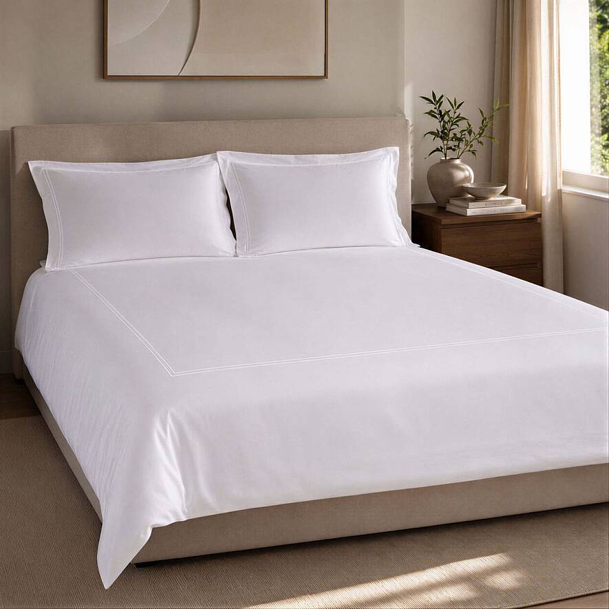 Hotel Collection Linor Frame Beyaz Nevresim Seti - 200x220 cm / Beyaz Nakış - 