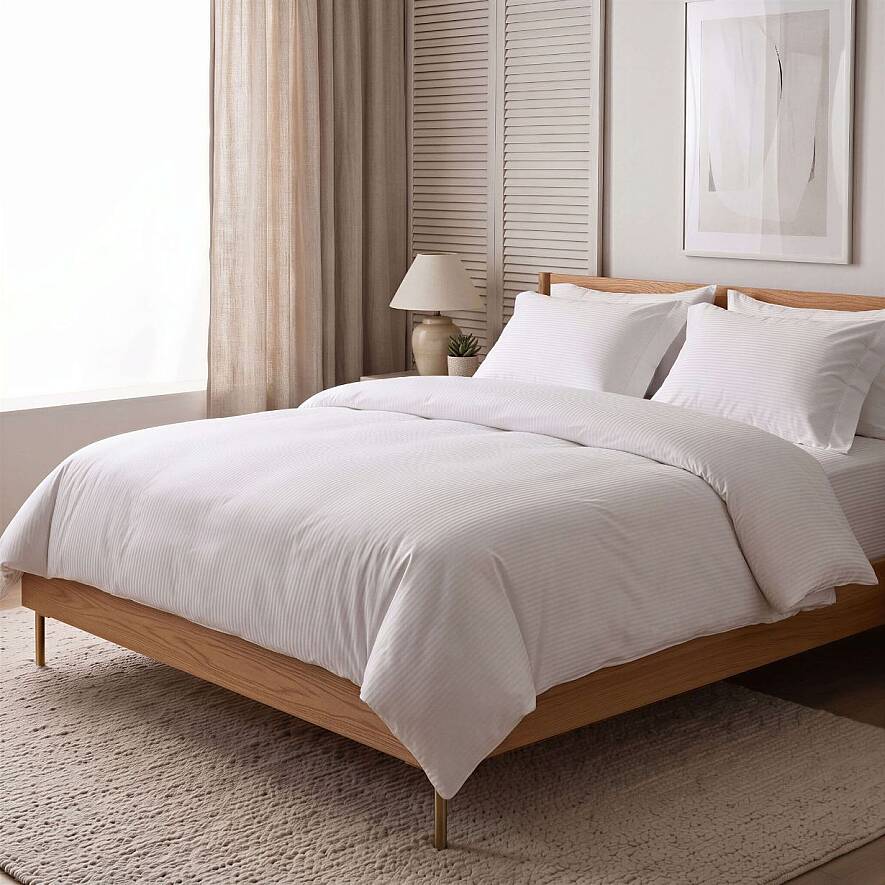 Hotel Collection Linor Soft Beyaz Çizgili Nevresim Seti - 240x220 cm - Othello