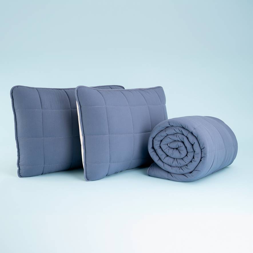 Kullanımı Kolay Çift Kişilik Yastık Alezi Ve Yorgan Seti 220x240 cm Denim - Egeo Life Serisi - 