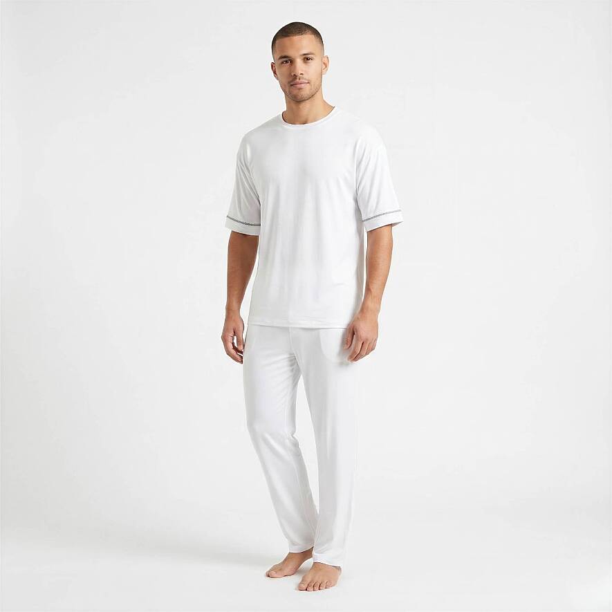 Cooling Jersey Erkek Pijama Takımı - M/L - Beyaz - 