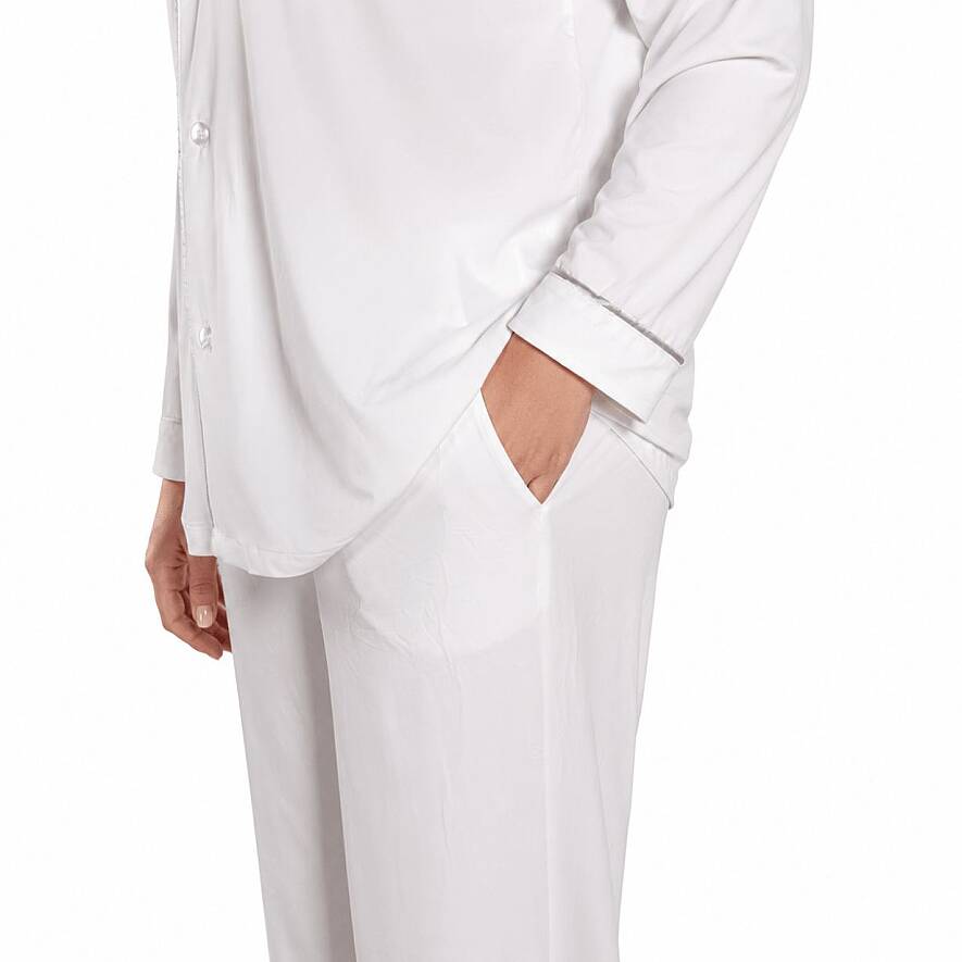 Cooling Jersey Kadın Gömlek Pijama Takımı - S/M - Beyaz - 4