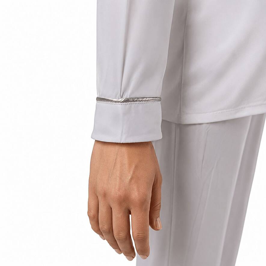 Cooling Jersey Kadın Gömlek Pijama Takımı - S/M - Beyaz - 5