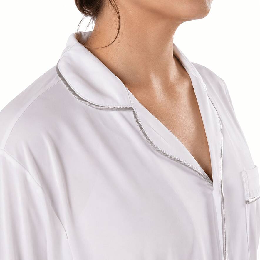 Cooling Jersey Kadın Gömlek Pijama Takımı - S/M - Beyaz - 6