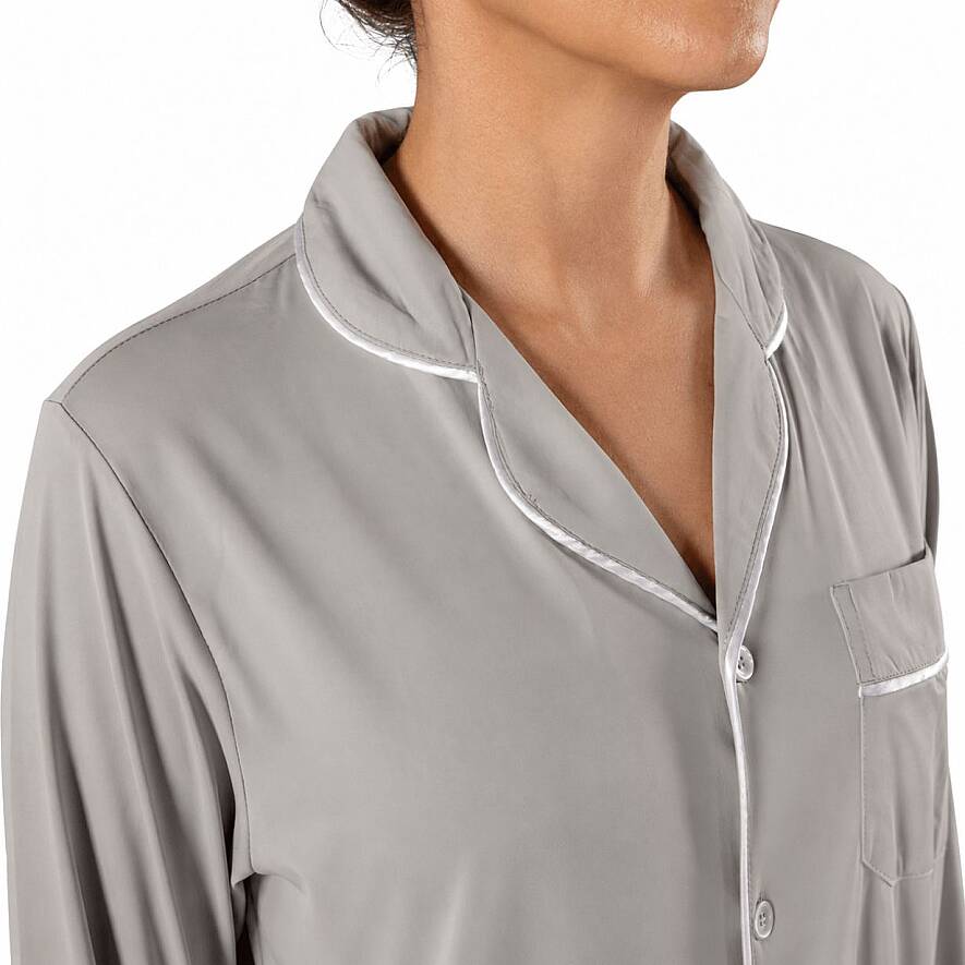 Cooling Jersey Kadın Gömlek Pijama Takımı - S/M - Gri - 6