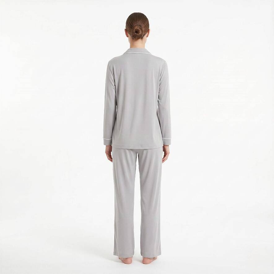 Cooling Jersey Kadın Gömlek Pijama Takımı - S/M - Gri - 3
