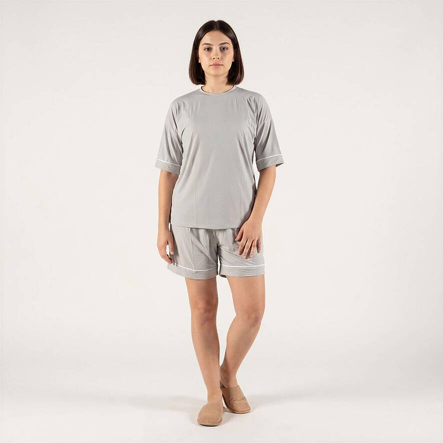 Cooling Jersey Kadın Pijama Takımı - S/M - Gri - Othello (1)