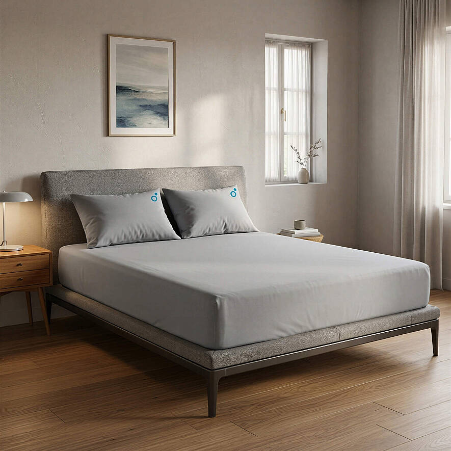 Cooling Sheet Gri Çift Kişilik Lastikli Çarşaf Seti - 
