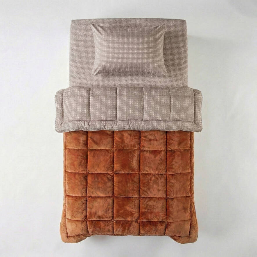 Othello Dormio Soft Trigo Comforter Tek Kişilik Çift Taraflı Turuncu Yorgan Seti - 155x215 cm - 2