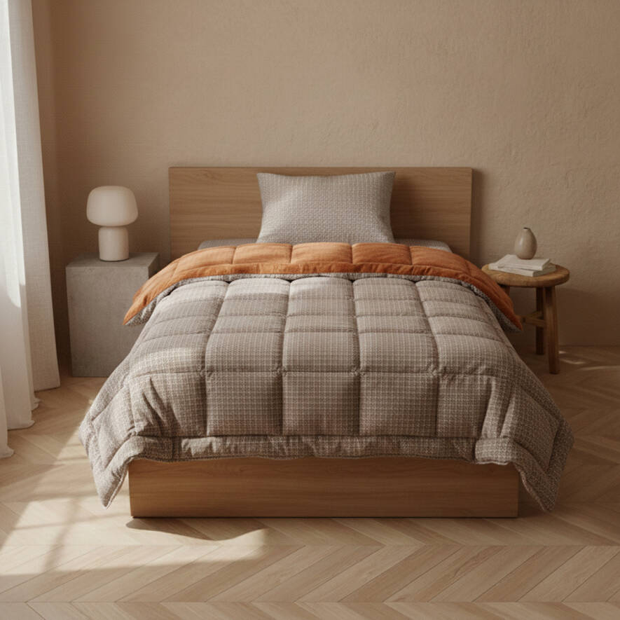 Othello Dormio Soft Trigo Comforter Tek Kişilik Çift Taraflı Turuncu Yorgan Seti - 155x215 cm - 3