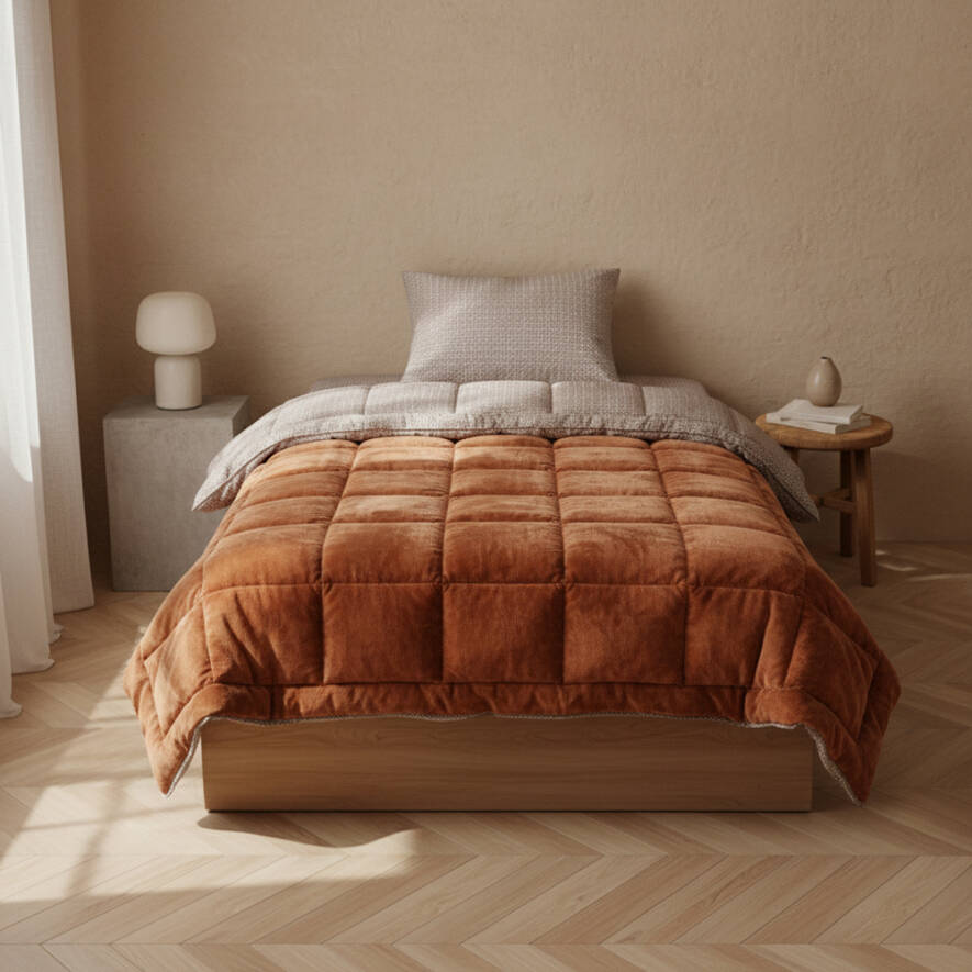 Tek Kişilik Çift Taraflı Welsoft Comforter Yorgan Seti Turuncu 155x215 cm - Dormio Soft Trigo Serisi - 1