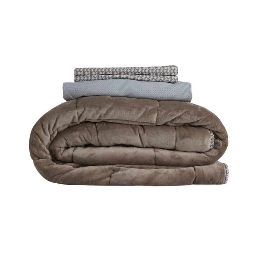 Tek Kişilik Çift Taraflı Welsoft Comforter Yorgan Seti Vizon 155x215 cm - Dormio Soft Trigo Serisi - Othello