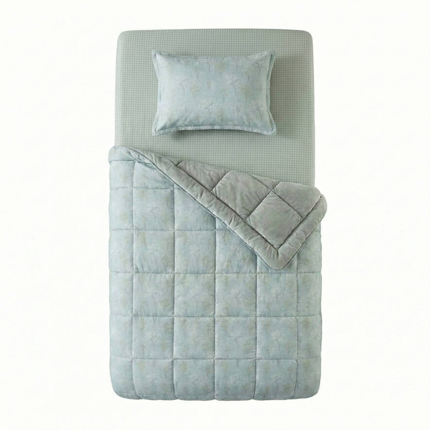 Tek Kişilik Çift Taraflı Welsoft Comforter Yorgan Seti Yeşil 155x215 cm - Dormio Soft Bloom Serisi - 4