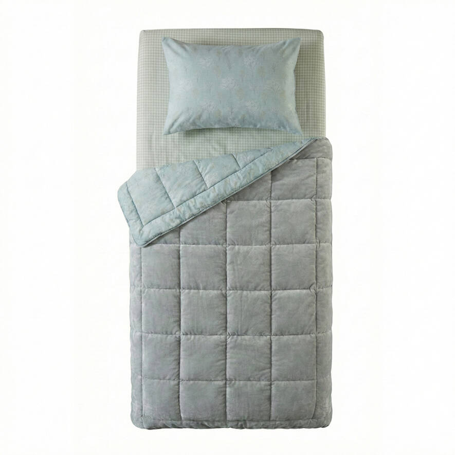 Tek Kişilik Çift Taraflı Welsoft Comforter Yorgan Seti Yeşil 155x215 cm - Dormio Soft Bloom Serisi - Othello (1)