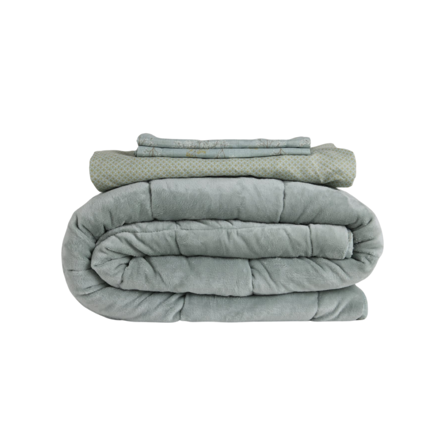 Tek Kişilik Çift Taraflı Welsoft Comforter Yorgan Seti Yeşil 155x215 cm - Dormio Soft Bloom Serisi - 5